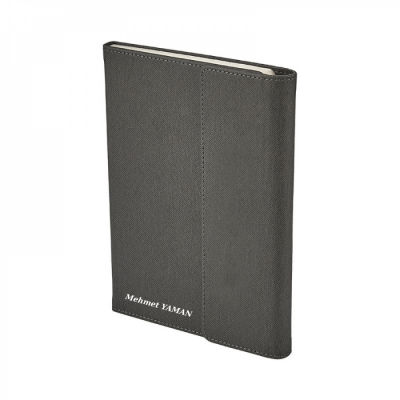 2424 Kişiye Özel Gri Termo Deri Defter - Mch