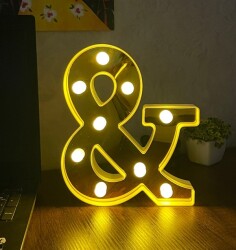 3D Işıklı & Harfi Led Dekoratif Aydınlatma Büyük Boy 22 cm - Mch