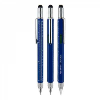 652 Kişiye Özel Metal Su Terazili - Tornavidalı Touchpen Dokunmatik Kalem - 5