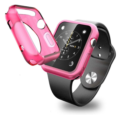 Apple Watch Şeffaf Pembe Silikon Kılıf 38 mm - Eiroo