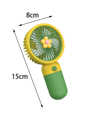 Çiçekli Yeşil Mini El Fanı Vantilatör - 4