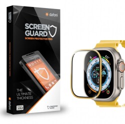 Dafoni Apple Watch Ultra Tempered Glass Premium Gold Full Cam Ekran Koruyucu (49 mm) - Dafoni