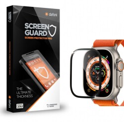 Dafoni Apple Watch Ultra Tempered Glass Premium Siyah Full Cam Ekran Koruyucu (49 mm) - Dafoni