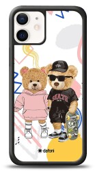 Dafoni Art iPhone 12 Mini 5.4 inç Fun Couple Teddy Kılıf - 1