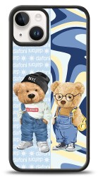 Dafoni Art iPhone 14 Summer Couple Teddy Kılıf - Dafoni