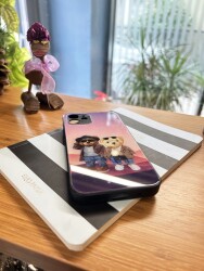 Dafoni Art iPhone 15 Plus Cool Couple Teddy Kılıf - 4