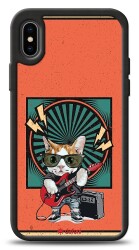 Dafoni Art iPhone X Guitarist Cat Kılıf - 1