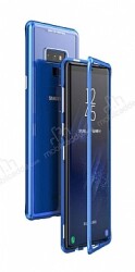 Dafoni Glass Guard Samsung Galaxy Note 9 Metal Kenarlı Cam Lacivert Kılıf - Dafoni