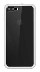 LIKGUS iPhone 7 Plus / 8 Plus Beyaz Silikon Kenarlı Cam Kılıf - 1