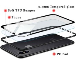 LIKGUS iPhone 7 Plus / 8 Plus Beyaz Silikon Kenarlı Cam Kılıf - 4