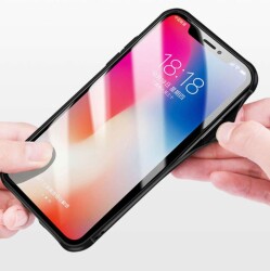 LIKGUS iPhone 7 Plus / 8 Plus Beyaz Silikon Kenarlı Cam Kılıf - 7