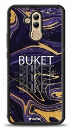 Dafoni Glossy Huawei Mate 20 Lite Kişiye Özel Simli Mor Mermer Kılıf - Dafoni