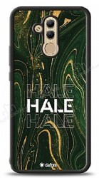 Dafoni Glossy Huawei Mate 20 Lite Kişiye Özel Simli Yeşil Mermer Kılıf - Dafoni