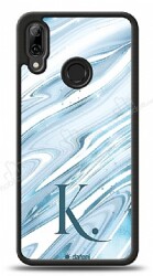 Dafoni Glossy Huawei P20 Lite Kişiye Özel Harf Simli Mavi Mermer Kılıf - Dafoni