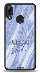 Dafoni Glossy Huawei P20 Lite Kişiye Özel Simli Cornflower Mermer Kılıf - Dafoni