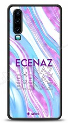 Dafoni Glossy Huawei P30 Kişiye Özel Simli Rainbow Mermer Kılıf - Dafoni
