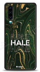 Dafoni Glossy Huawei P30 Kişiye Özel Simli Yeşil Mermer Kılıf - Dafoni