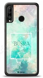 Dafoni Glossy Huawei P30 Lite Kişiye Özel Simli Renkli Mermer Kılıf - Dafoni
