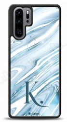 Dafoni Glossy Huawei P30 Pro Kişiye Özel Harf Simli Mavi Mermer Kılıf - Dafoni