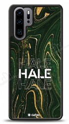 Dafoni Glossy Huawei P30 Pro Kişiye Özel Simli Yeşil Mermer Kılıf - Dafoni