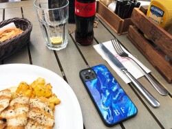 Dafoni Glossy iPhone 11 Pro Max Kişiye Özel İki Harf Simli Mavi Mermer Kılıf - 6