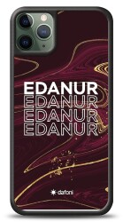 Dafoni Glossy iPhone 11 Pro Max Kişiye Özel İsimli Simli Bordo Mermer Desenli Kılıf - 1