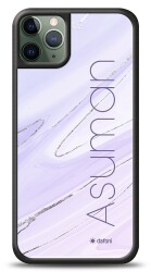 Dafoni Glossy iPhone 11 Pro Max Kişiye Özel İsimli Simli Mor Mermer Kılıf - 1