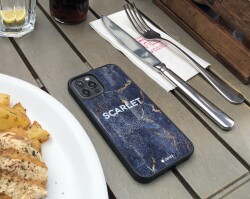 Dafoni Glossy iPhone 11 Pro Max Kişiye Özel İsimli Simli Siyah Mermer Kılıf - 5