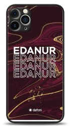 Dafoni Glossy iPhone 12 Pro 6.1 inç Kişiye Özel İsimli Simli Bordo Mermer Desenli Kılıf - Dafoni