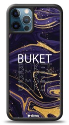 Dafoni Glossy iPhone 12 Pro Max 6.7 inç Kişiye Özel Simli Mor Mermer Kılıf - 1