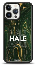 Dafoni Glossy iPhone 13 Pro Kişiye Özel Simli Yeşil Mermer Kılıf - Dafoni