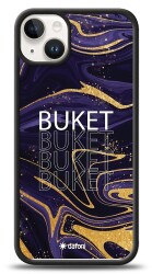 Dafoni Glossy iPhone 15 Plus Kişiye Özel Simli Mor Mermer Kılıf - Dafoni