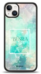 Dafoni Glossy iPhone 15 Plus Kişiye Özel Simli Renkli Mermer Kılıf - Dafoni