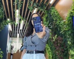 Dafoni Glossy iPhone 15 Pro Kişiye Özel İsimli Simli Siyah Mermer Kılıf - 2