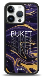 Dafoni Glossy iPhone 15 Pro Kişiye Özel Simli Mor Mermer Kılıf - Dafoni