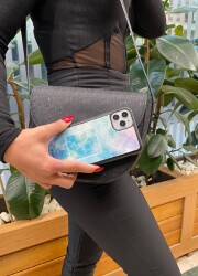 Dafoni Glossy iPhone 15 Pro Kişiye Özel Simli Renkli Mermer Kılıf - 2