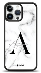 Dafoni Glossy iPhone 15 Pro Max Kişiye Özel Harf İsimli White Marble Kılıf - Dafoni