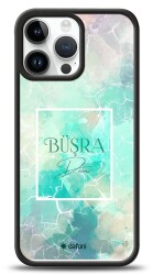 Dafoni Glossy iPhone 15 Pro Max Kişiye Özel Simli Renkli Mermer Kılıf - Dafoni