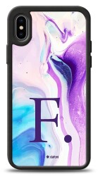 Dafoni Glossy iPhone X Kişiye Özel Harf Simli Pembe Mermer Desenli Kılıf - 1