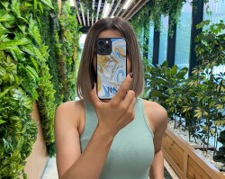 Dafoni Glossy iPhone X Kişiye Özel Harfli Simli Gold Mermer Kılıf - 5