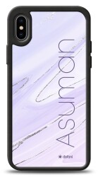 Dafoni Glossy iPhone X Kişiye Özel İsimli Simli Mor Mermer Kılıf - 1