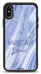 Dafoni Glossy iPhone X Kişiye Özel Simli Cornflower Mermer Kılıf - Dafoni