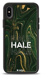 Dafoni Glossy iPhone X Kişiye Özel Simli Yeşil Mermer Kılıf - 1