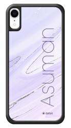 Dafoni Glossy iPhone XR Kişiye Özel İsimli Simli Mor Mermer Kılıf - 1