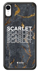 Dafoni Glossy iPhone XR Kişiye Özel İsimli Simli Siyah Mermer Kılıf - 1