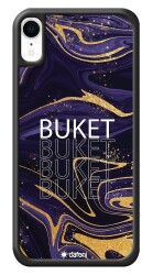 Dafoni Glossy iPhone XR Kişiye Özel Simli Mor Mermer Kılıf - 1