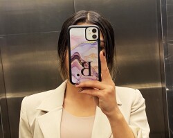 Dafoni Glossy iPhone XS Kişiye Özel Harf Purple Effect Kılıf - 3