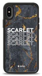 Dafoni Glossy iPhone XS Kişiye Özel İsimli Simli Siyah Mermer Kılıf - 1