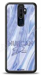 Dafoni Glossy Oppo A9 2020 Kişiye Özel Simli Cornflower Mermer Kılıf - Dafoni