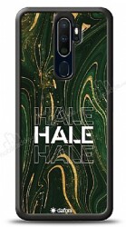 Dafoni Glossy Oppo A9 2020 Kişiye Özel Simli Yeşil Mermer Kılıf - Dafoni